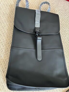 Rains Black Roll-Top Laptop Backpack